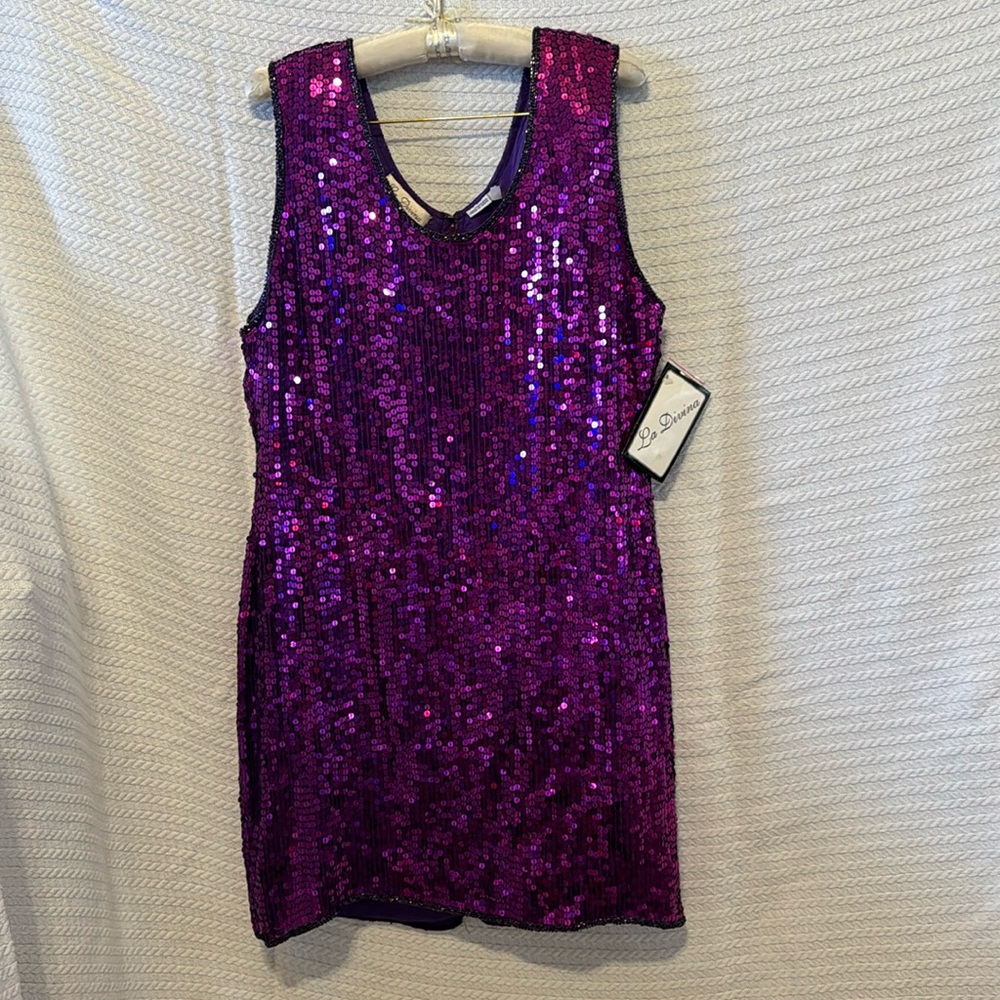 La divina dress purple shimmer sequined dress brand new with tags